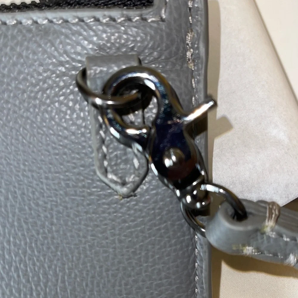 Botkier NY Valentina Charcoal Leather Wristlet Clutch with Silver Detail Botkier